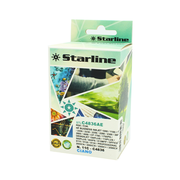  Starline - Cartuccia ink Compatibile per HP 11- Ciano - 28 ml 