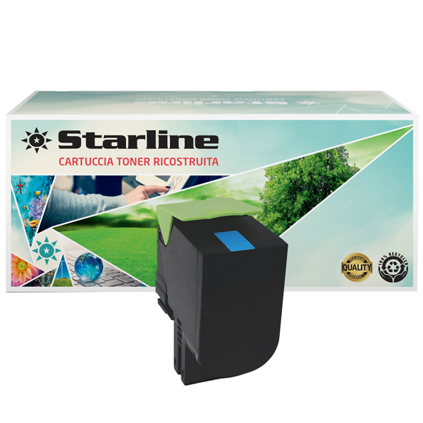  Starline - Toner Ricostruito - per Lexmark - Ciano - 80C2HC0 - 3.000 pag 
