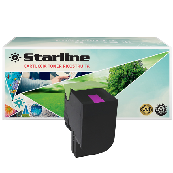  Starline - Toner Ricostruito - per Lexmark - Magenta - 80C2HM0 - 3.000 pag 