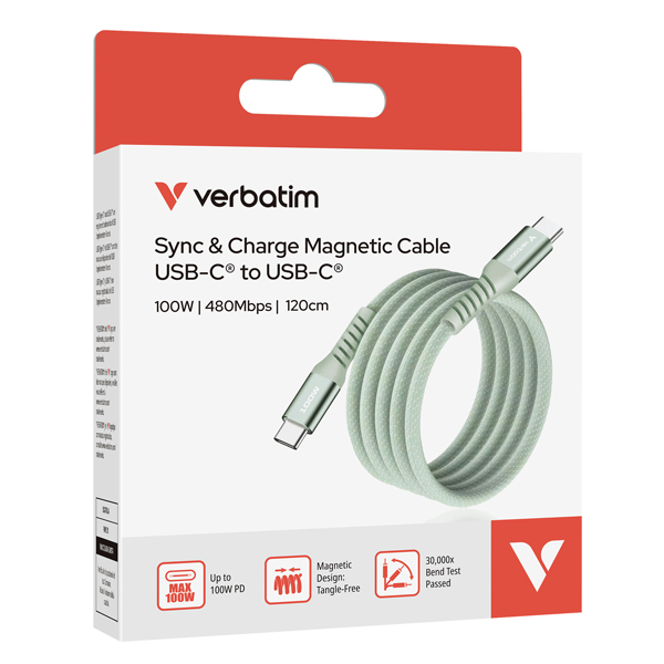  Verbatim - Cavo USB-C to USB-C 100W - Verde - 31855 - 120m 