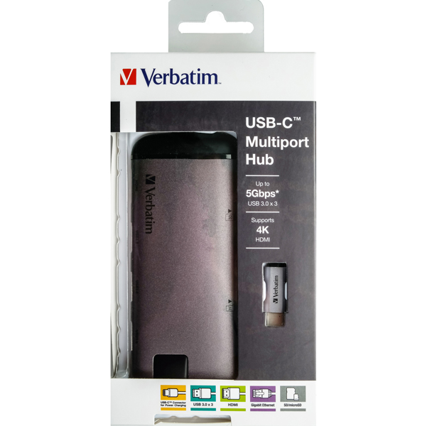  Verbatim - USB-C Adattatore USB 3.1 G1/ USB 3.0 X 3 / HDMI / SDHC / MICRO SDHC / R - 49142 