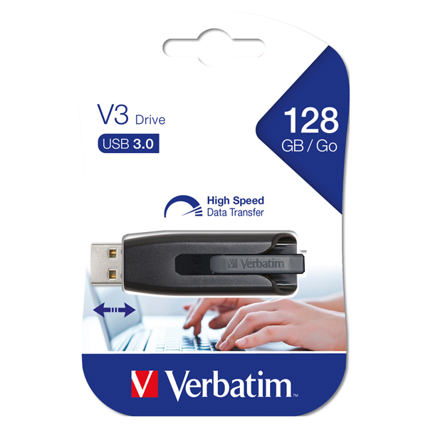  Verbatim - Usb 3.0 Superspeed Store'N'Go V3 Drive - Nero - 49175 - 128GB 