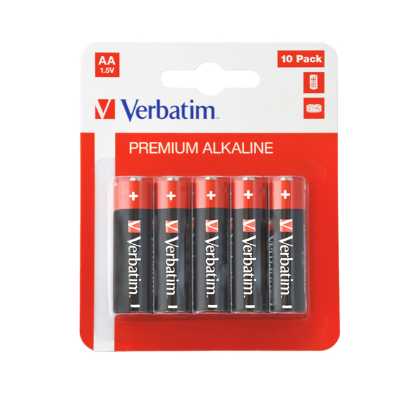  Pila stilo AA - 1,5V - alcaline - 49875 - Verbatim - blister 10 pezzi 