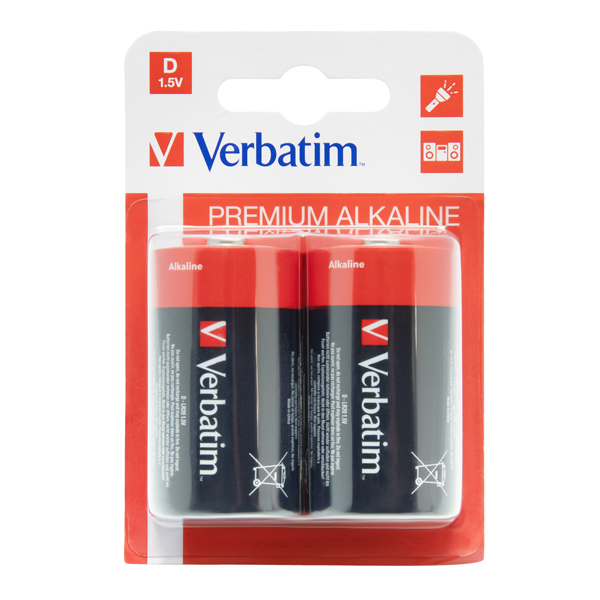  Pila torcia - D - 49923 - alcalina - Verbatim - blister 2 pezzi 