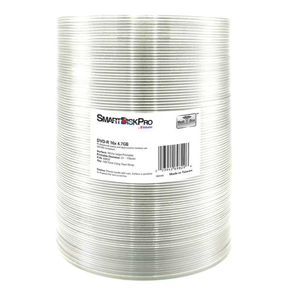  Verbatim - Scatola 100 DVD-R 4,7GB stampabile a getto inchiostro - 69829 