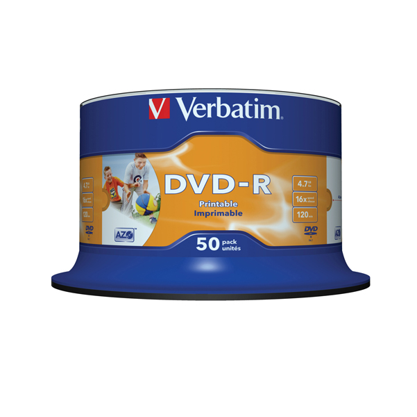  Verbatim - Scatola 50 DVD-R - stampabile - 43533 - 4,7GB 