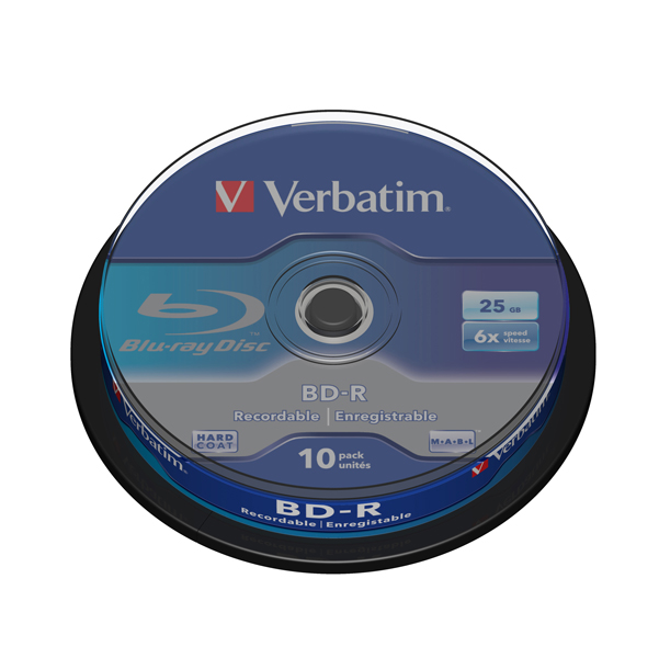  Verbatim - Scatola 10 DVD Blu Ray BD-R SL - Jewel Case - Bianco/Blu - 43742 - 25GB 