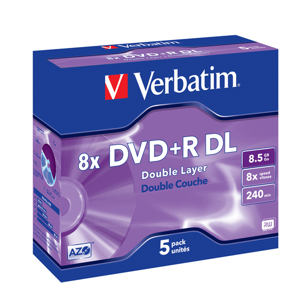  Verbatim - Scatola 5 DVD+R Dual Layer - serigrafato Jewel Case - 43541 - 8,5GB 