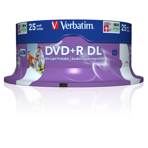 Verbatim - Scatola 25 DVD+R Dual Layer - serigrafato Spindle - 43667 - 8,5GB 